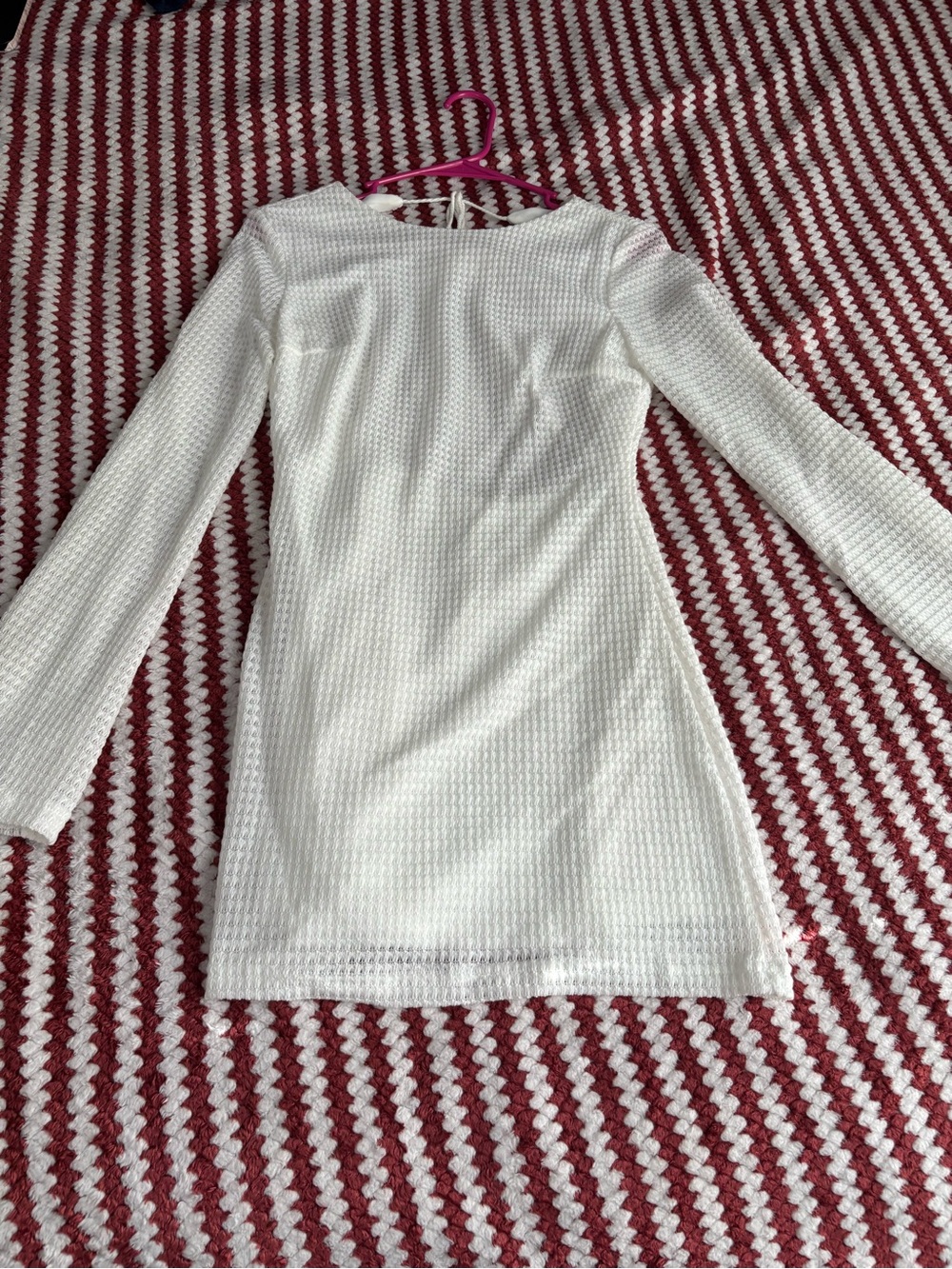 SHEIN White Backless Long Sleeve Knit Mini Dress